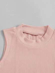Toddler Girls Solid Ribbed Tank Top - Baby Pink - View 3