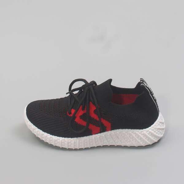 

Boys Lace Up Decor Sneakers, Black