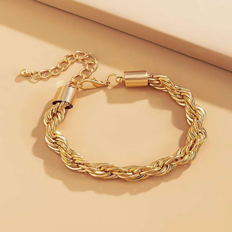 

1pc Twist Chain Bracelet, Gold