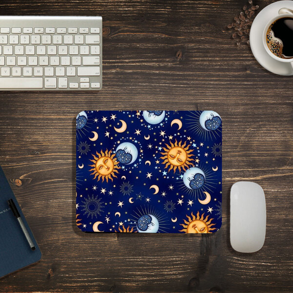 

Sun & Moon Mouse Pad, Blue
