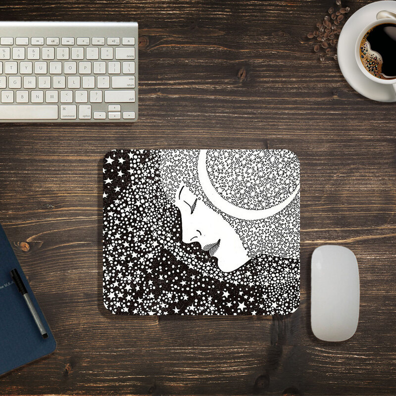 

Star Pattern Mouse Pad, Black and white