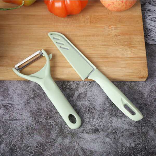 

2pccs Peeler & Fruit Knife Set, Mint green