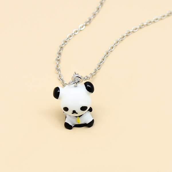 

Panda Charm Necklace, Black and white