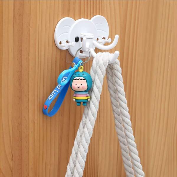 

1pc Elephant Shaped Wall Hook, White