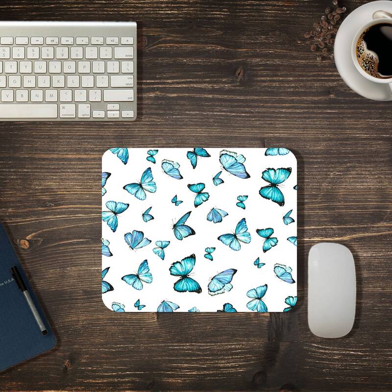 

Butterfly Print Mouse Pad, White