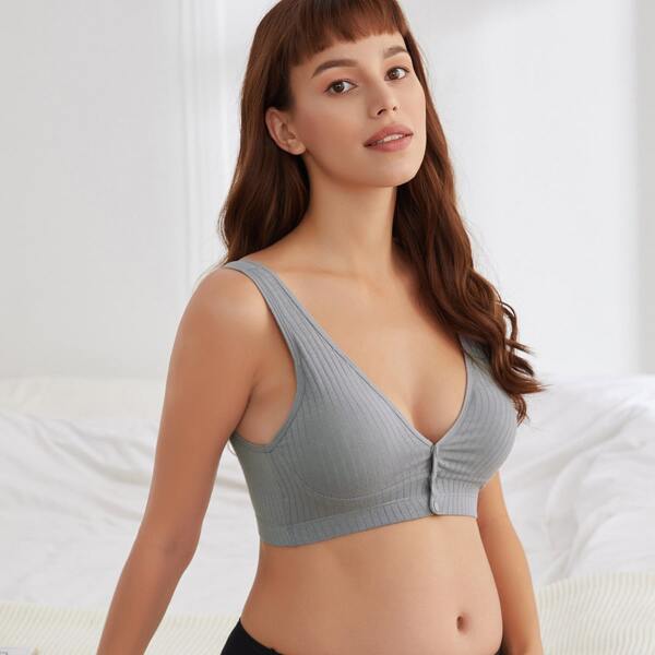 

Maternity Button Front Nursing Bra, Grey