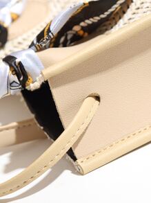 Skinny Scarf Decor Satchel Bag - Apricot - View 6