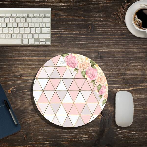 

Geometric Pattern Round Mouse Pad, Pink