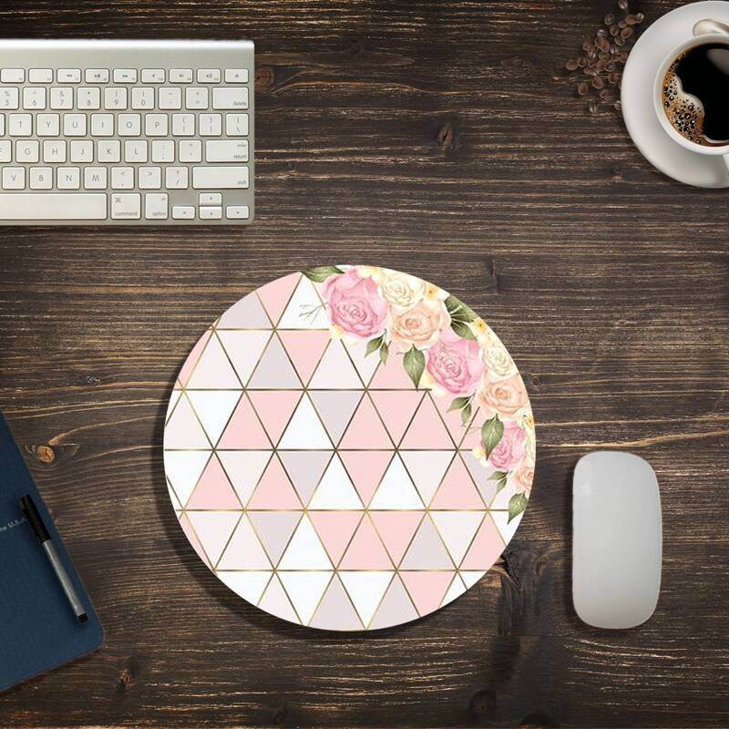 

Geometric Pattern Round Mouse Pad, Pink