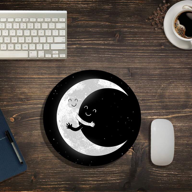 

Cartoon Graphic Round Mouse Pad, Black and white