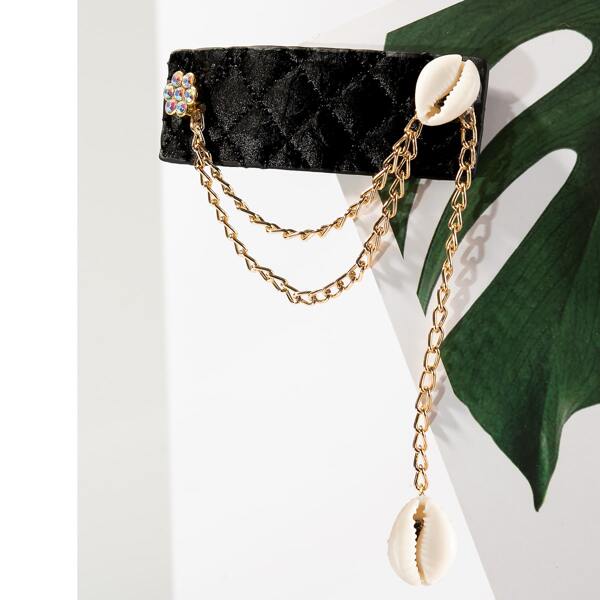 

Shell & Chain Decor Hair Clip, Black
