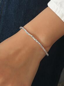 Vòng tay đàn hồi rhinestone - Bạc - Xem 1