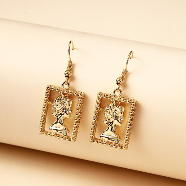 

Figure Decor Drop Earrings, Gold