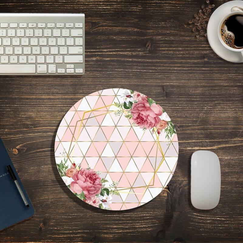 

Flower Pattern Round Mouse Pad, Pink