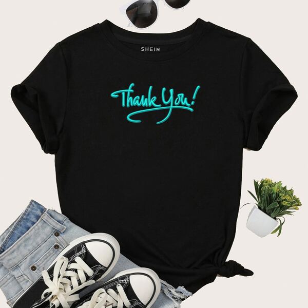 

Slogan Graphic Short Sleeve Tee, Black