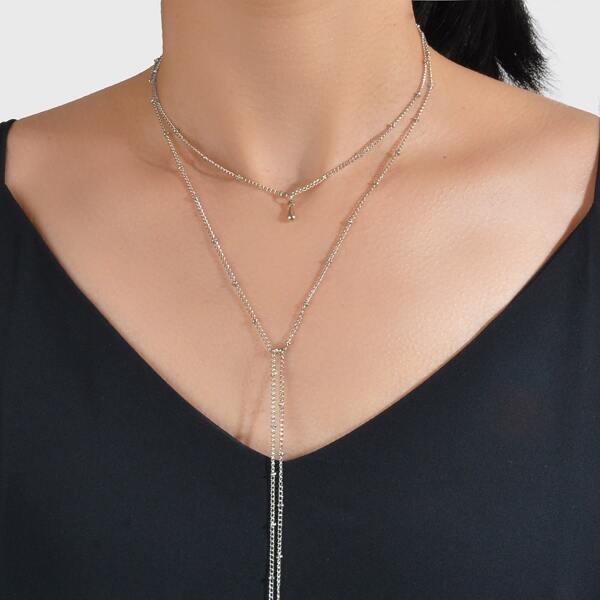 

Simple Layered Necklace, Silver