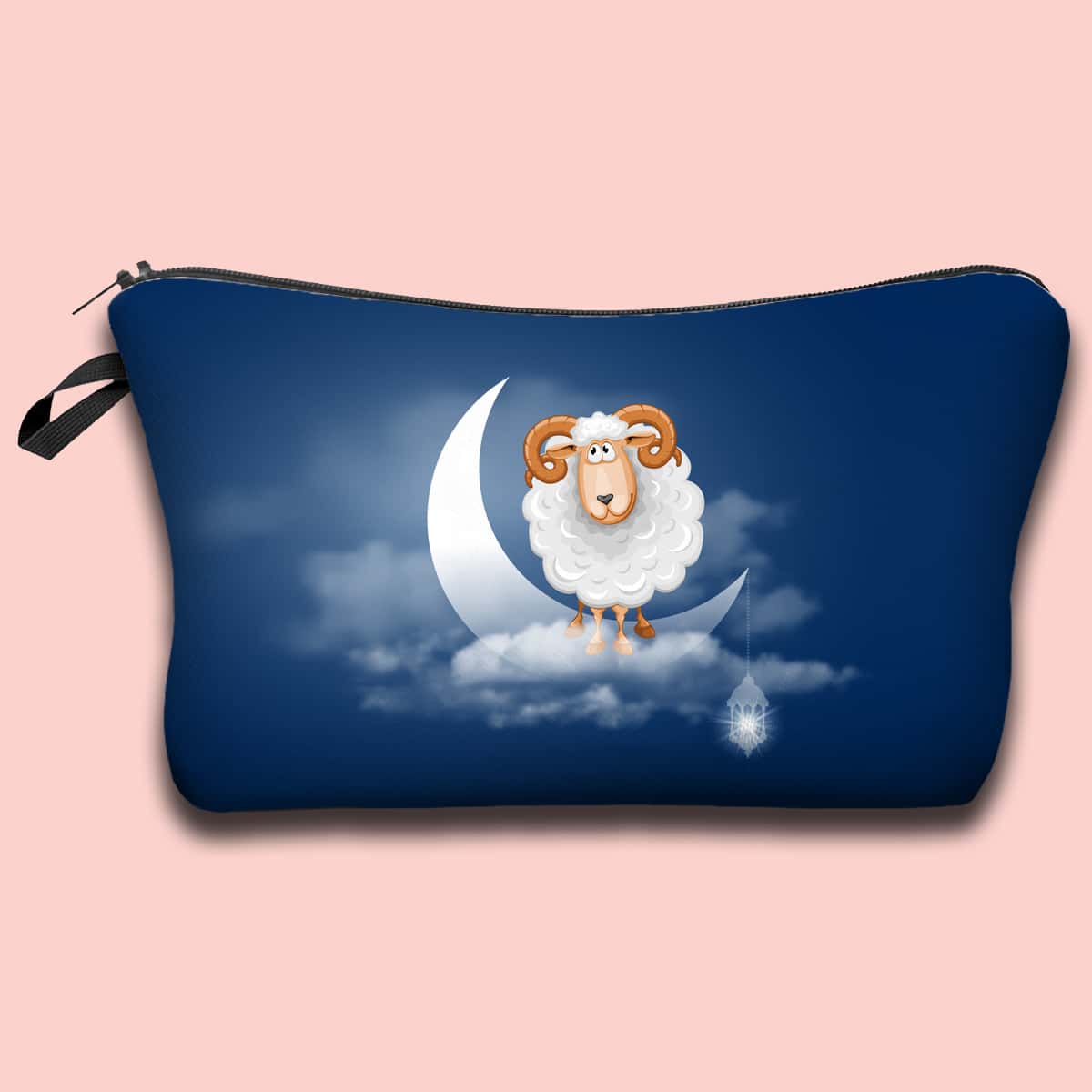 

Sheep Print Zipper Makeup Bag, Blue