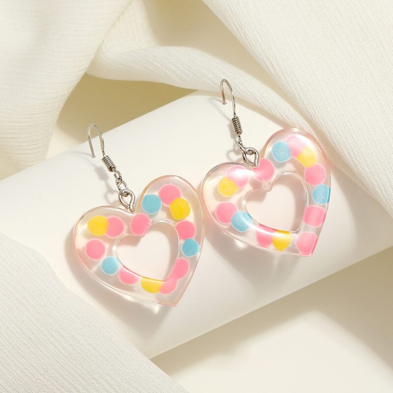

Heart Drop Earrings, Multicolor