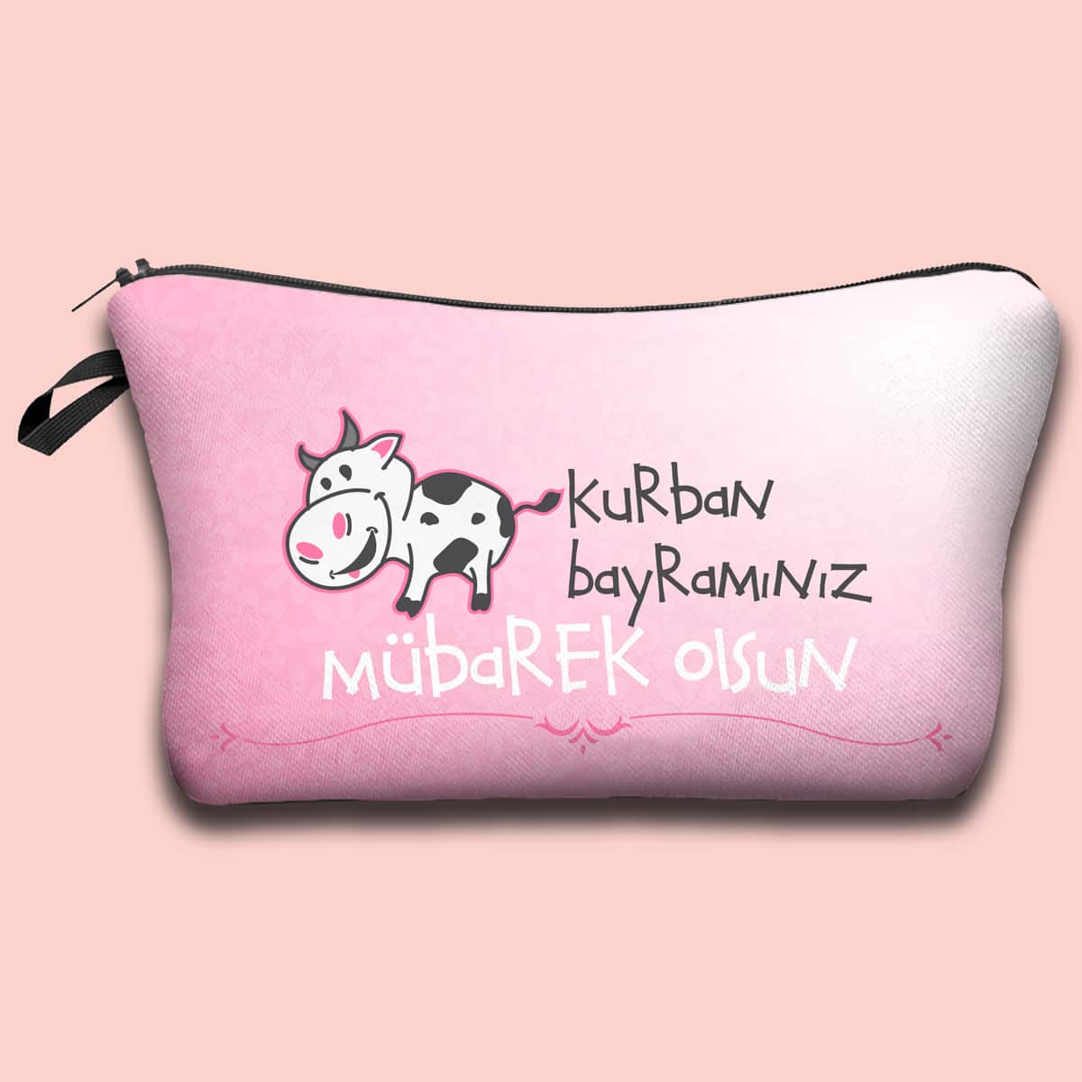 

Cartoon Cow Zipper Makeup Bag, Pink