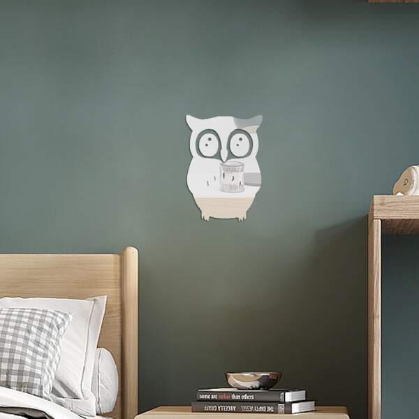 

Kids Owl Shaped Mirror Surface Wall Sticker, Silver
