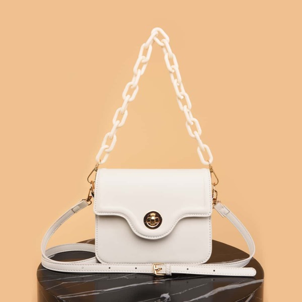 

Minimalist Flap Shoulder Bag, White