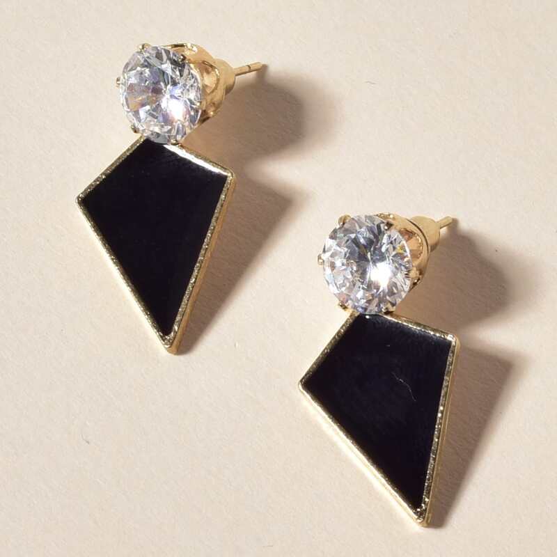 

Geo Charm Drop Earrings, Black