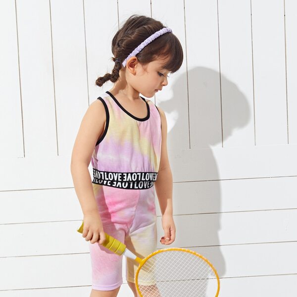 

Toddler Girls Racerback Letter Tape Hem Tie Dye Tank Top & Biker Shorts Set, Multicolor