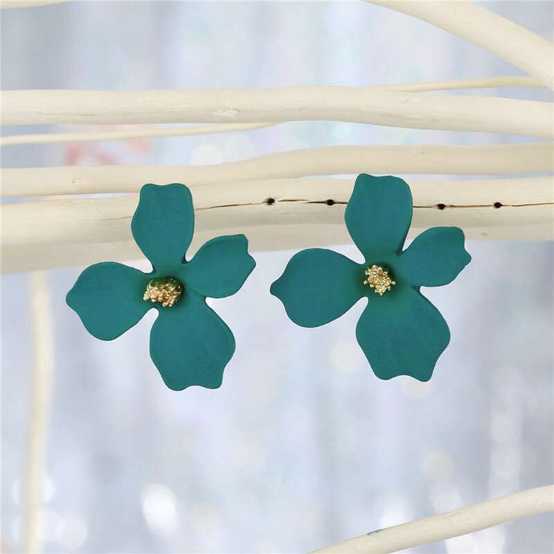 

Flower Stud Earrings, Mint blue