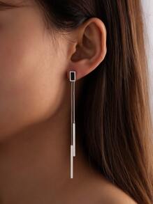 1 par de pendientes colgantes con borla de material de cobre con forma de corazón para mujeres - Plateado - Ver 12