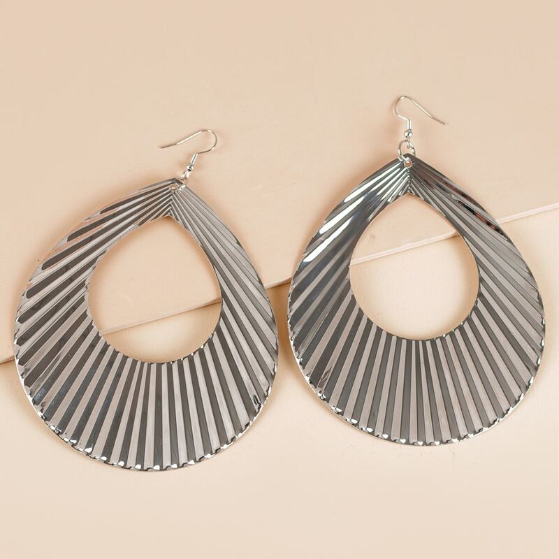 

Textured Metal Drop Earrings, Silver