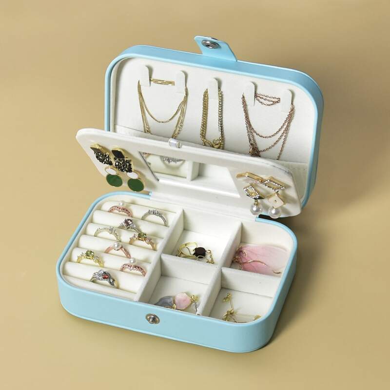 

1pc Double Layer Jewelry Storage Box, Blue