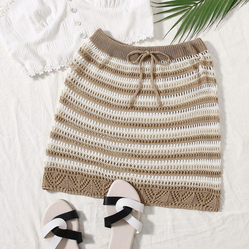 

Striped Knit Cover Up Skirt, Multicolor