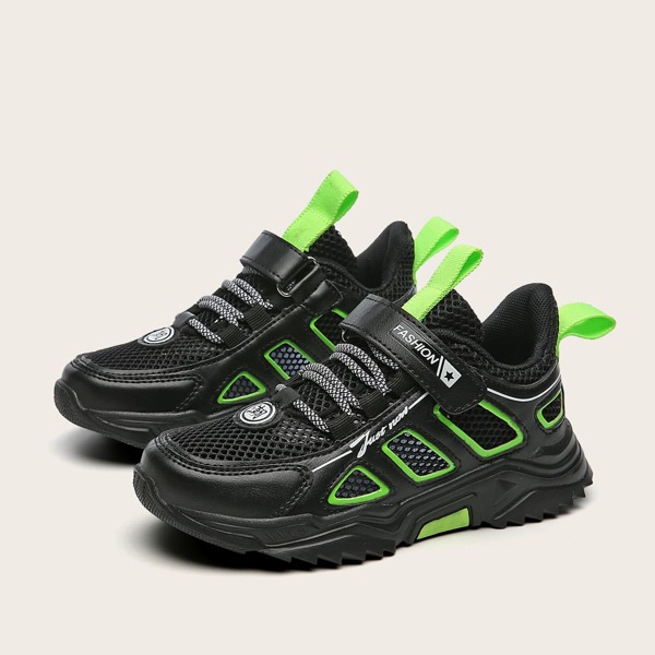 

Boys Letter Graphic Velcro Strap Sneakers, Black