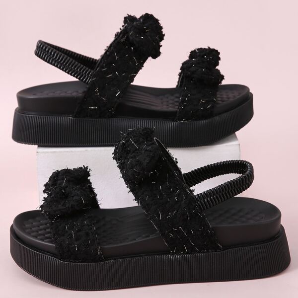 

Bow Decor Slingback Sandals, Black