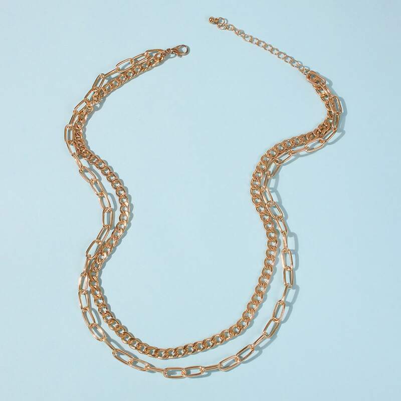 

Layered Chain Necklace, Gold