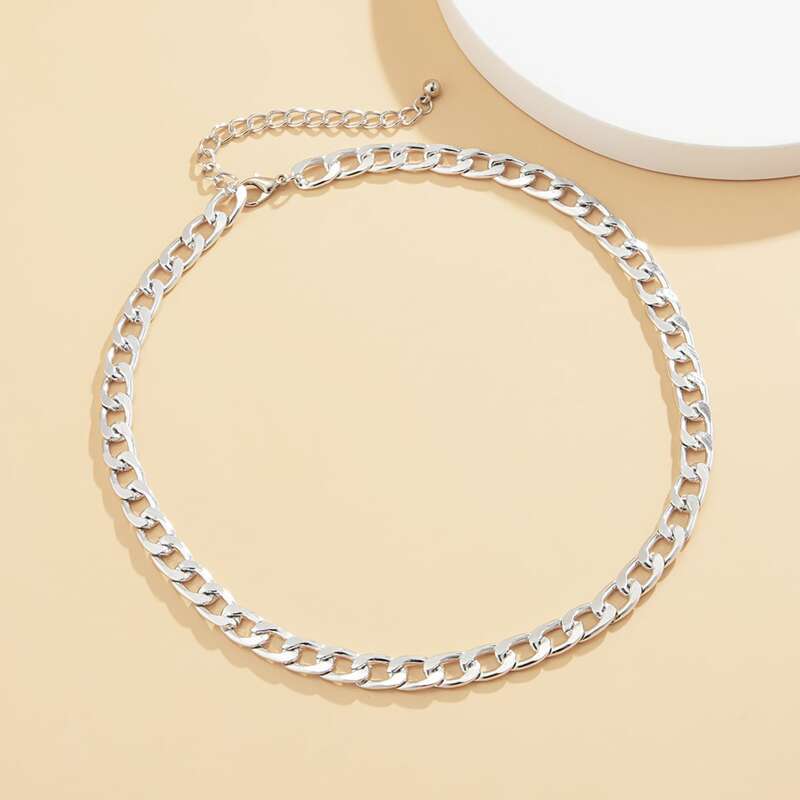 

1pc Simple Chain Necklace, Silver