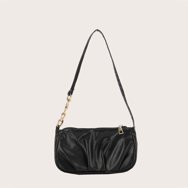 

Girls Ruched Baguette Bag, Black