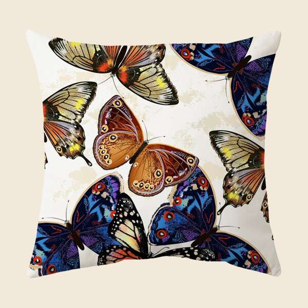 

Butterfly Print Cushion Cover Without Filler, Multicolor