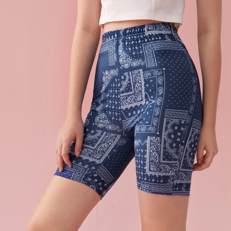 

Paisley Biker Shorts, Navy blue