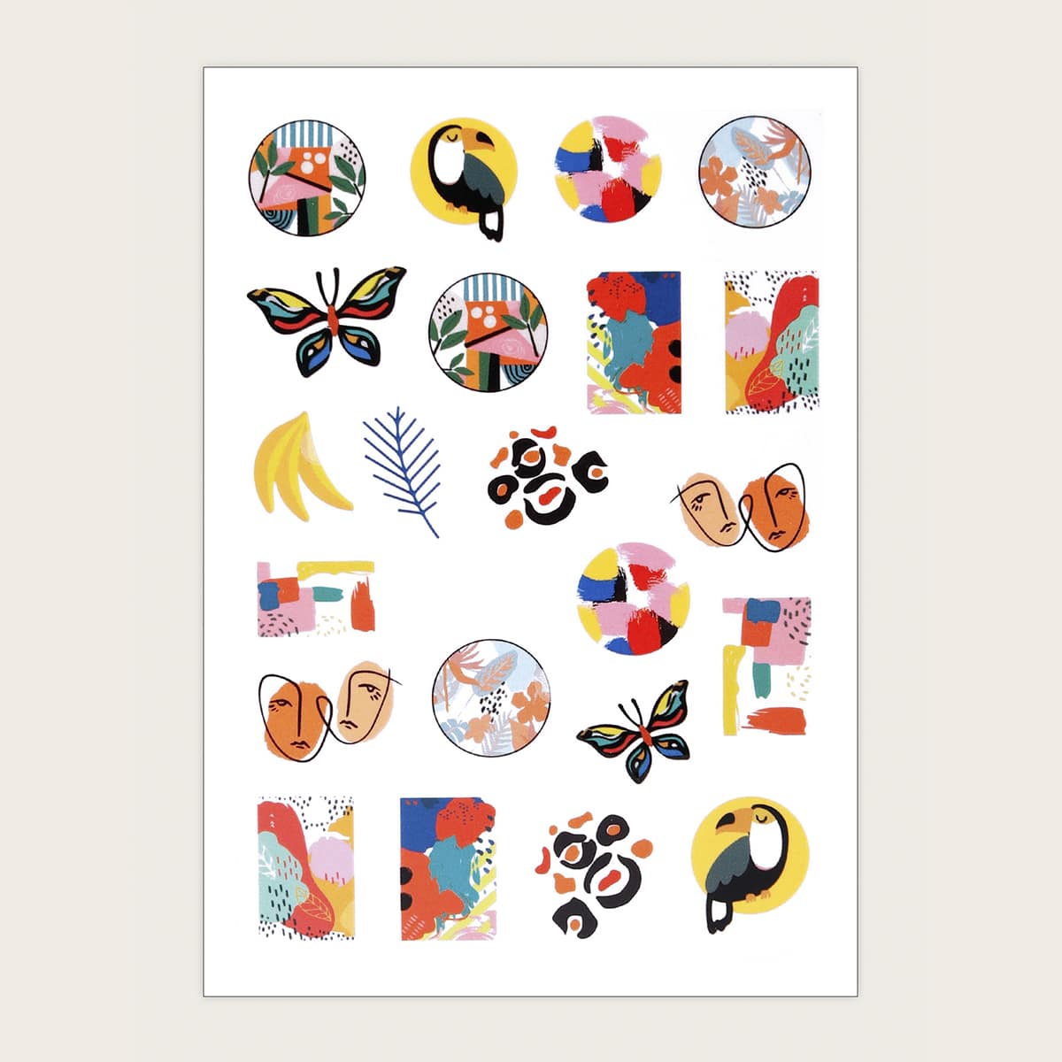 

1sheet Graphic Nail Art Sticker, Multicolor