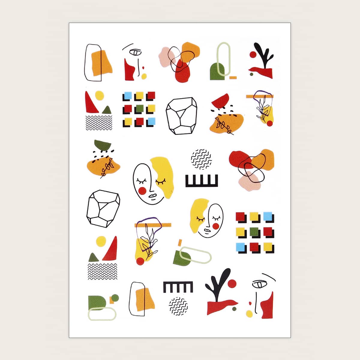 

1sheet Line Art Nail Art Sticker, Multicolor