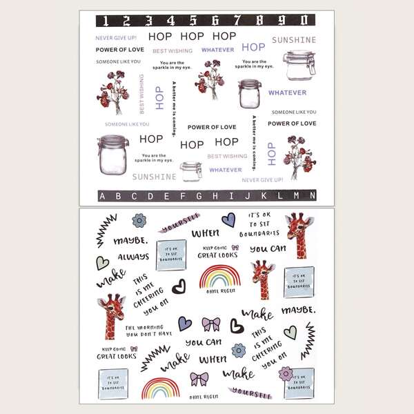 

2sheets Letter Graphic Nail Art Sticker, Multicolor