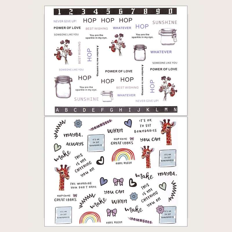 

2sheets Letter Graphic Nail Art Sticker, Multicolor