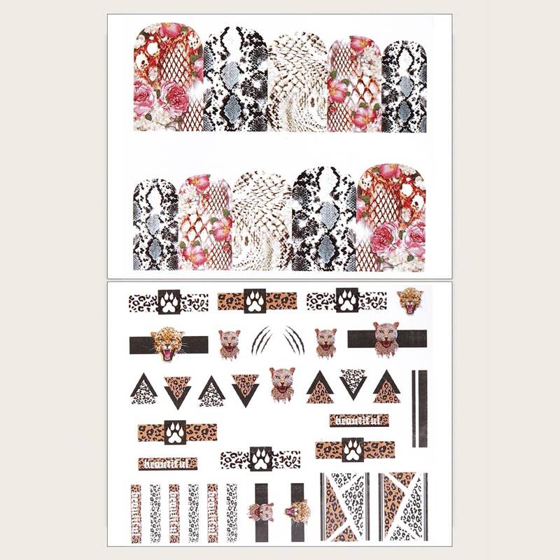 

2sheets Snakeskin Pattern Nail Art Sticker, Multicolor
