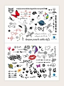 2sheets Butterfly Pattern Tattoo Sticker - Multicolor - View 1