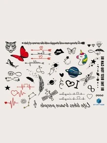 2sheets Butterfly Pattern Tattoo Sticker - Multicolor - View 4