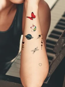 2sheets Butterfly Pattern Tattoo Sticker - Multicolor - View 5