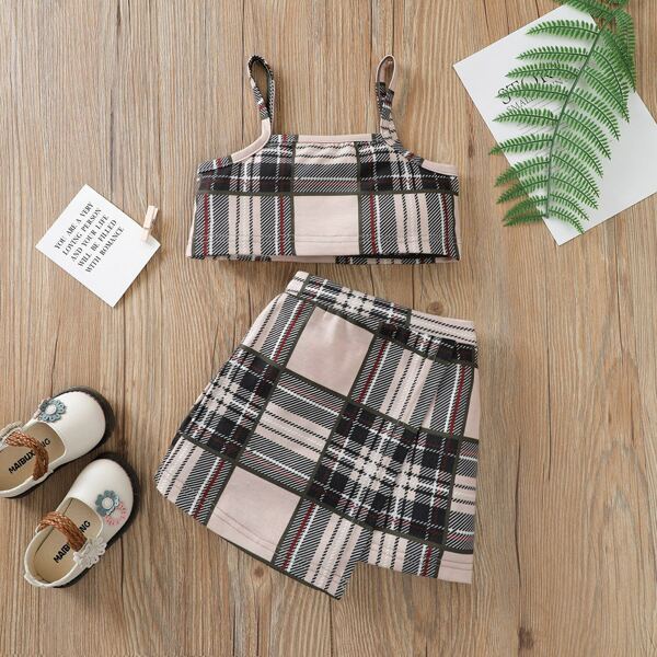 

Baby Girl Plaid Cami Top & Skirt, Multicolor