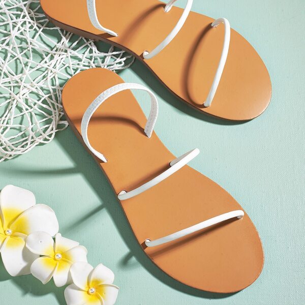 

Minimalist Open Toe Slingback Sandals, White