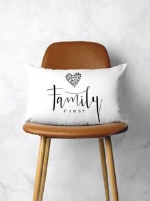 Funda De Almohada Lumbar Gráfica Con Eslogan, Funda De Cojín, Sin Relleno, Para Sofá/sala De Estar